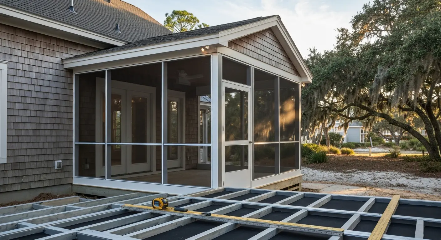 Family enjoying screened outdoor space