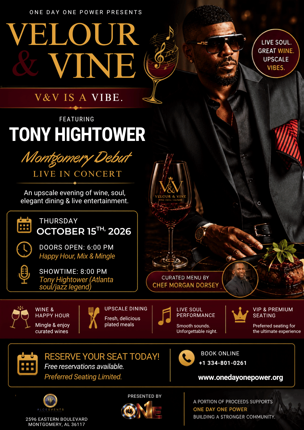 Tony Hightower performing at Velour & Vine