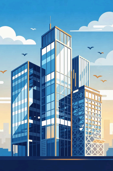 Modern financial district skyscrapers