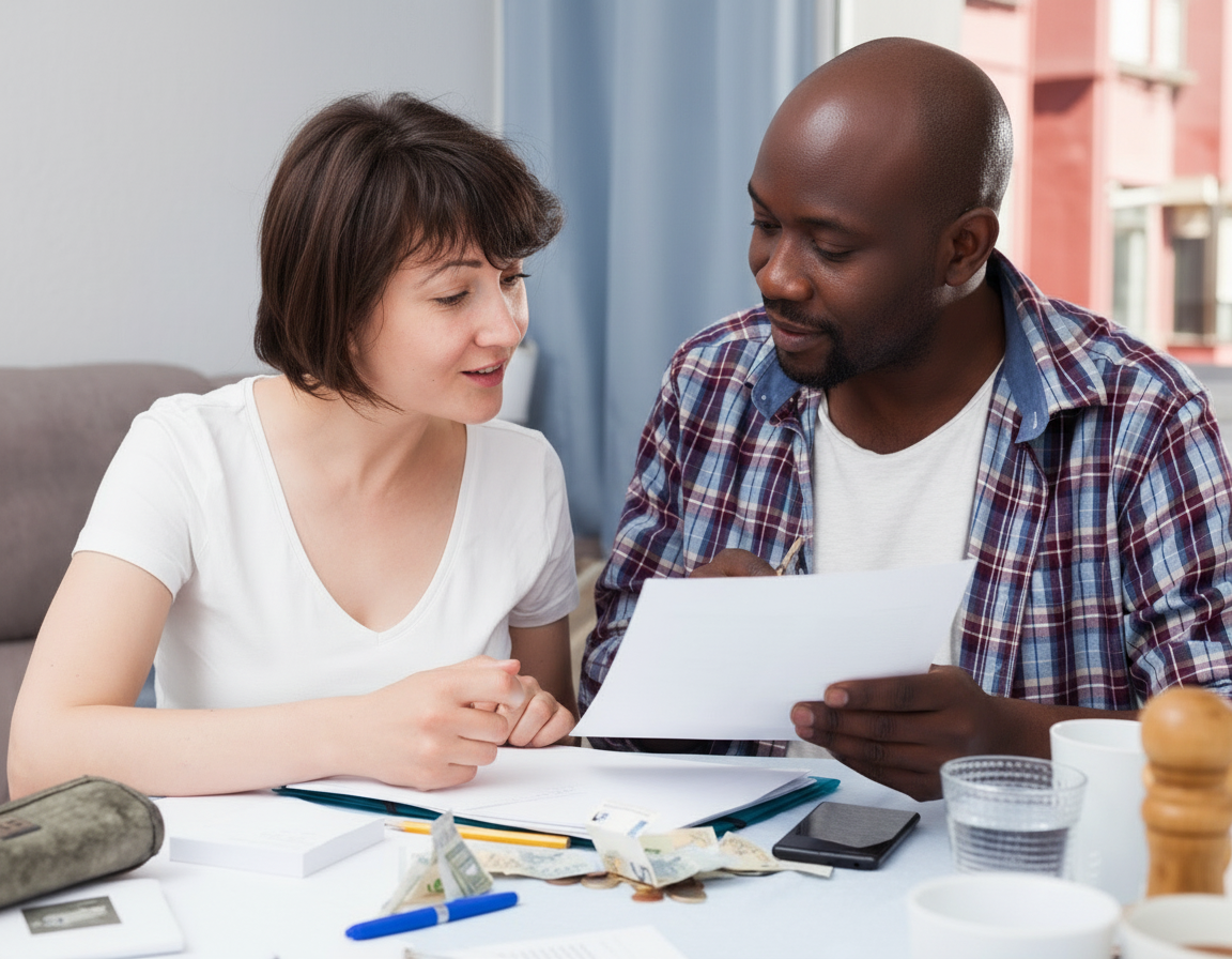 Two people collaborating at a table with papers, currency notes, and notebooks, representing structured wealth planning in a modern family office environment. Two people collaborating at a table with papers, currency notes, and notebooks, representing structured wealth planning in a modern family office environment.