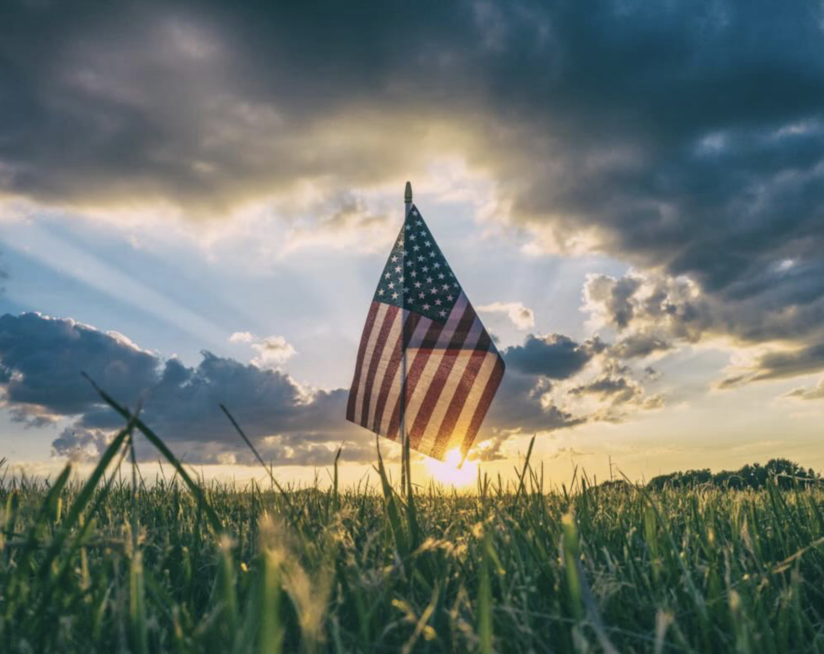 American flag representing community pride in Algoma, Wisconsin