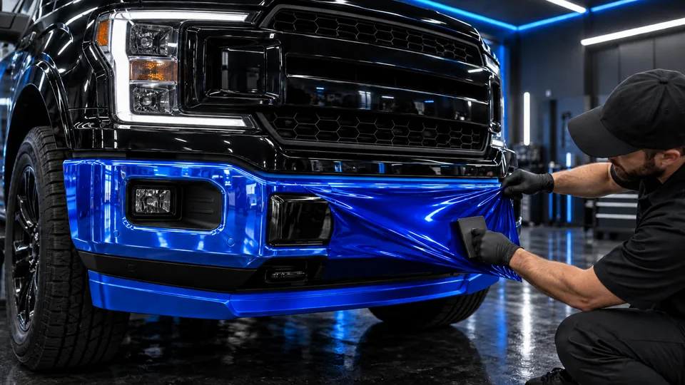 Front bumper trim wrap on the selected truck