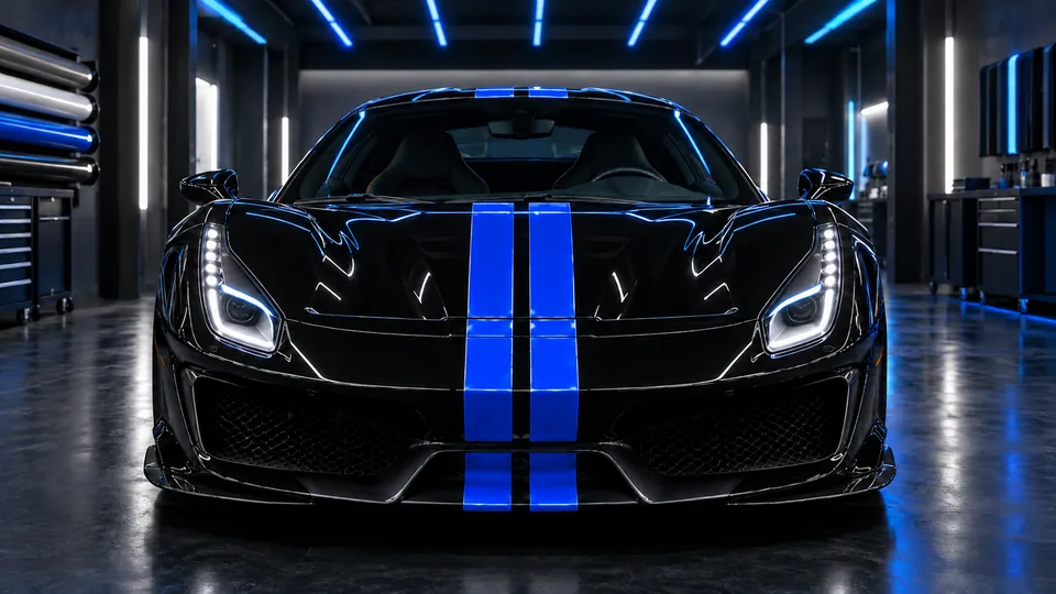 Full-length racing stripes on the selected vehicle