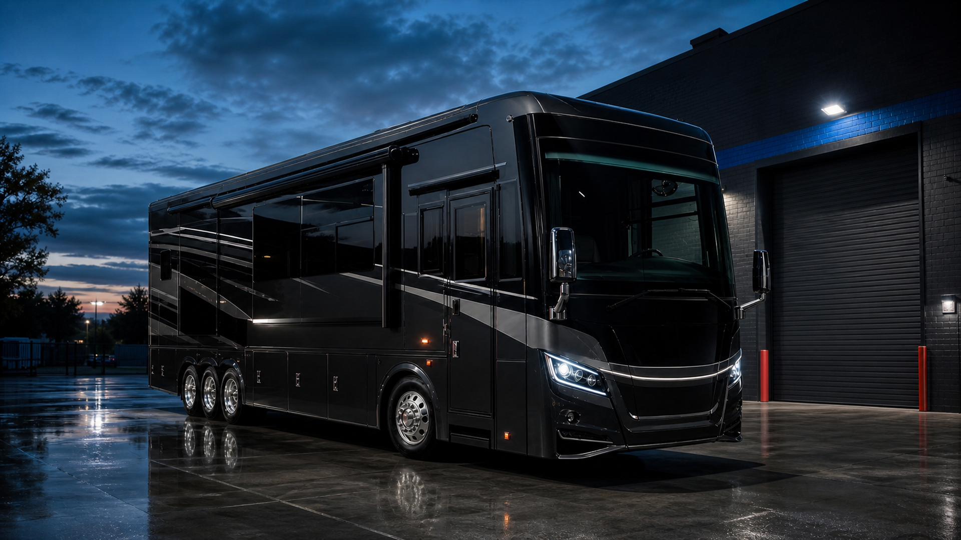 Modern dark Class A motorhome