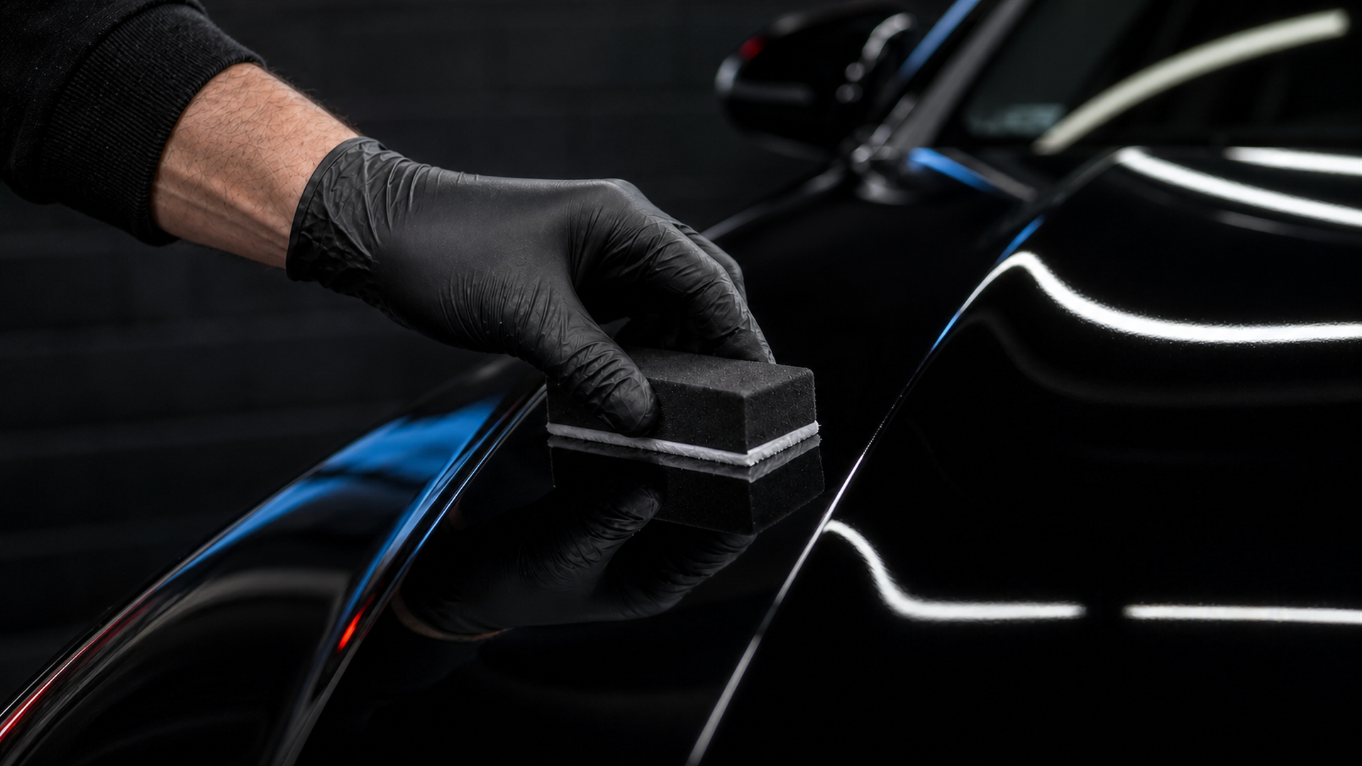 Ceramic coating applied to glossy black paint