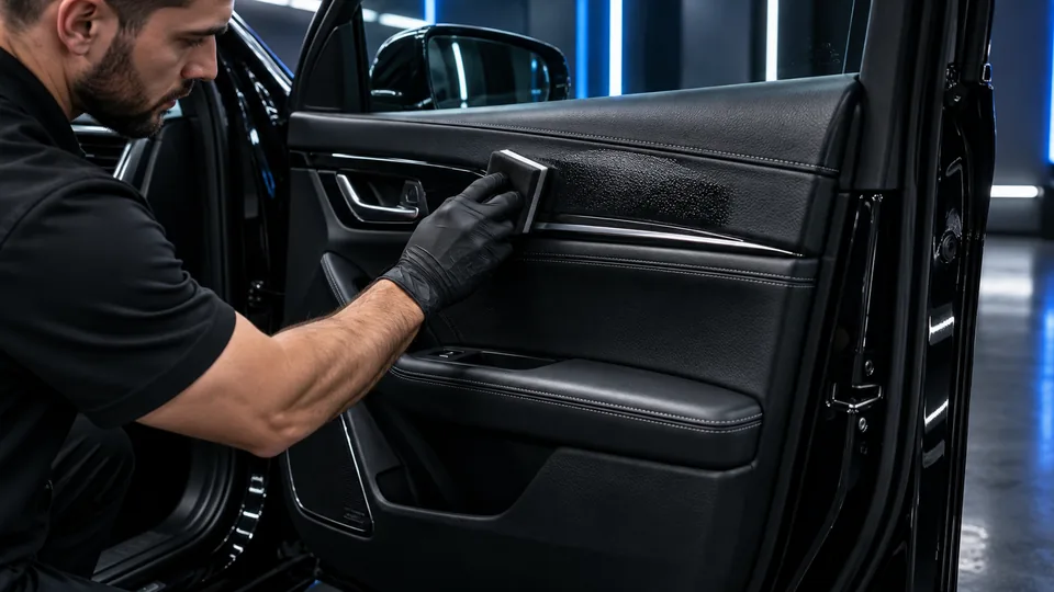 Interior ceramic protection applied inside a vehicle