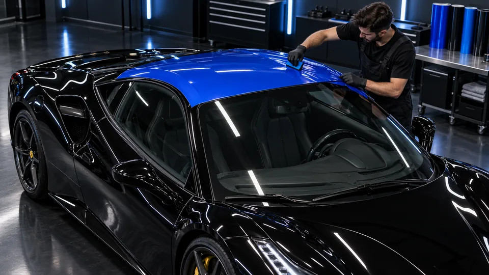 Roof-only wrap on the selected vehicle