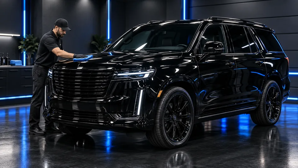 Professional hand wash on glossy black paint