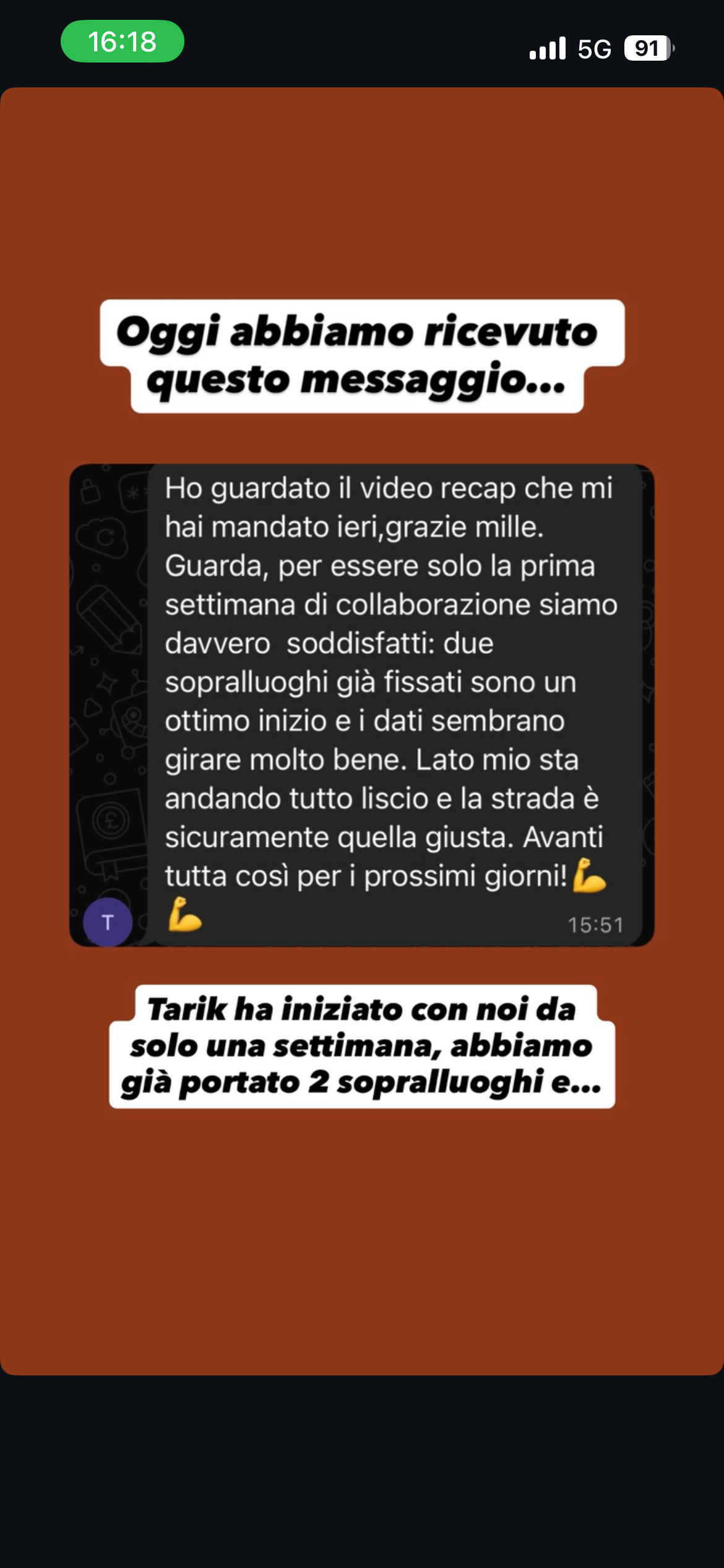 Testimonianza cliente