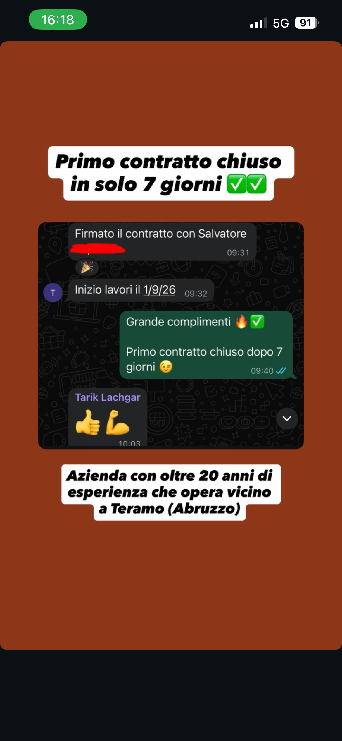 Testimonianza cliente