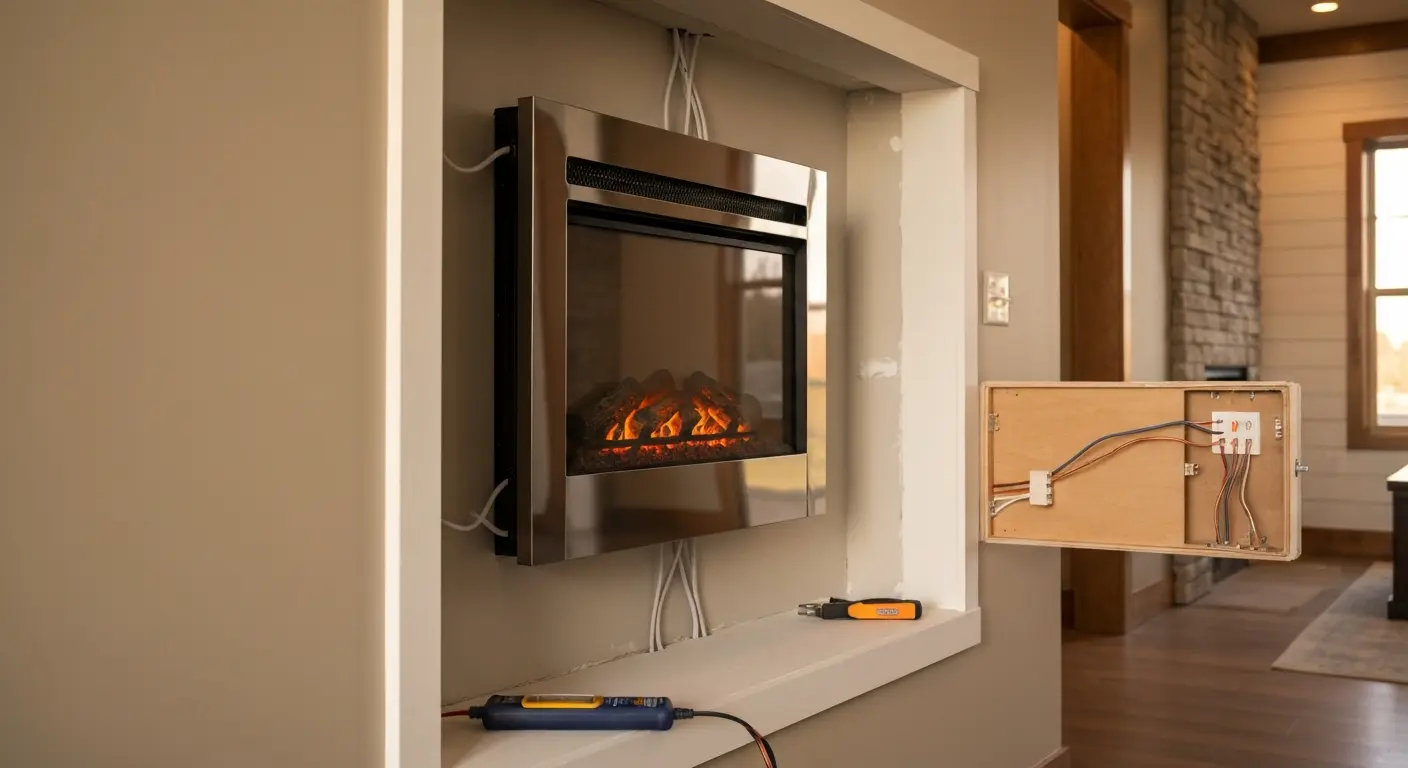Electrical installation for electric fireplace