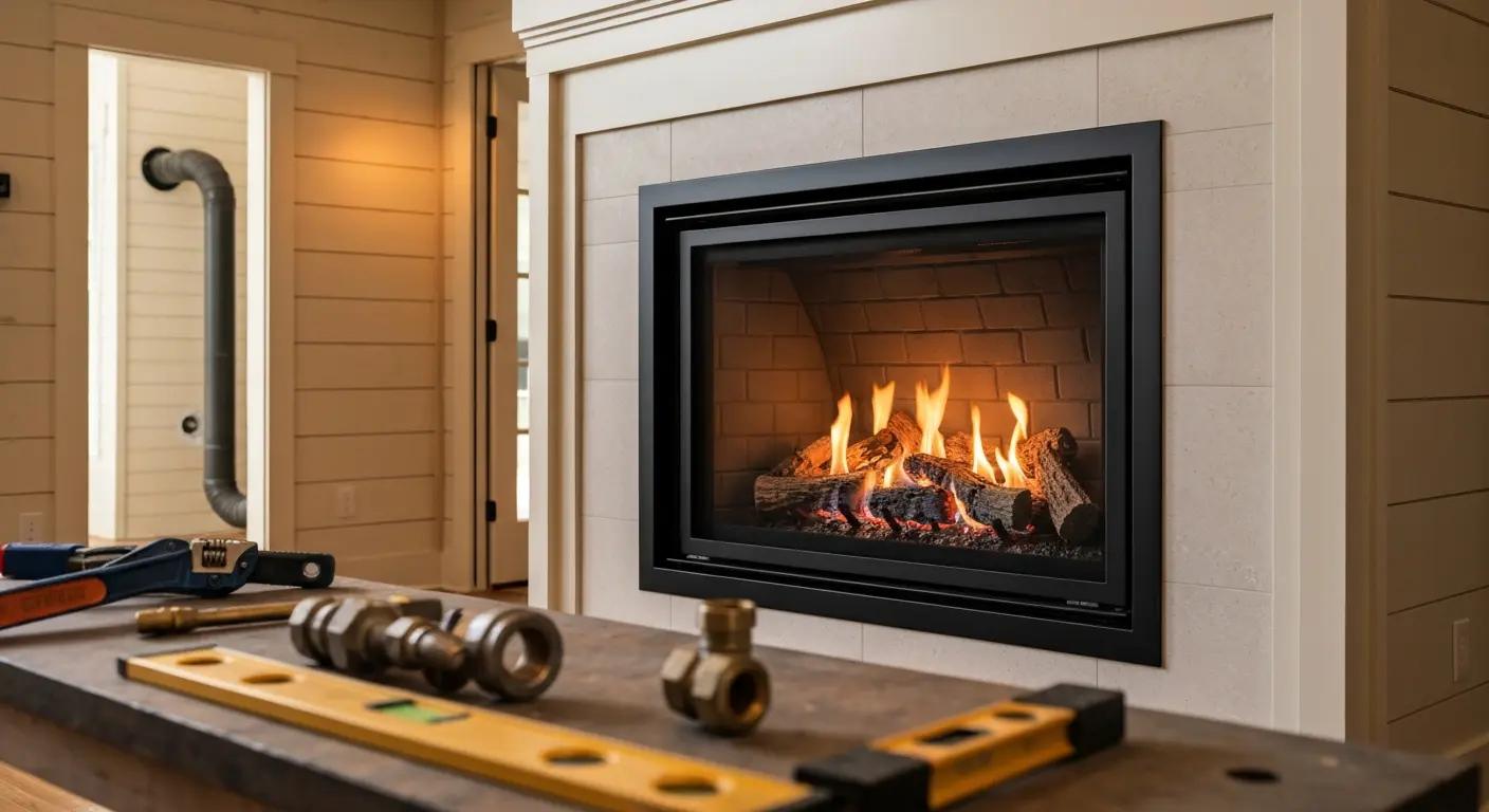 Gas fireplace installation