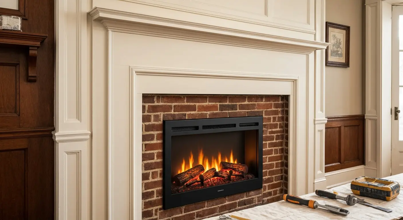 Electric fireplace insert installation