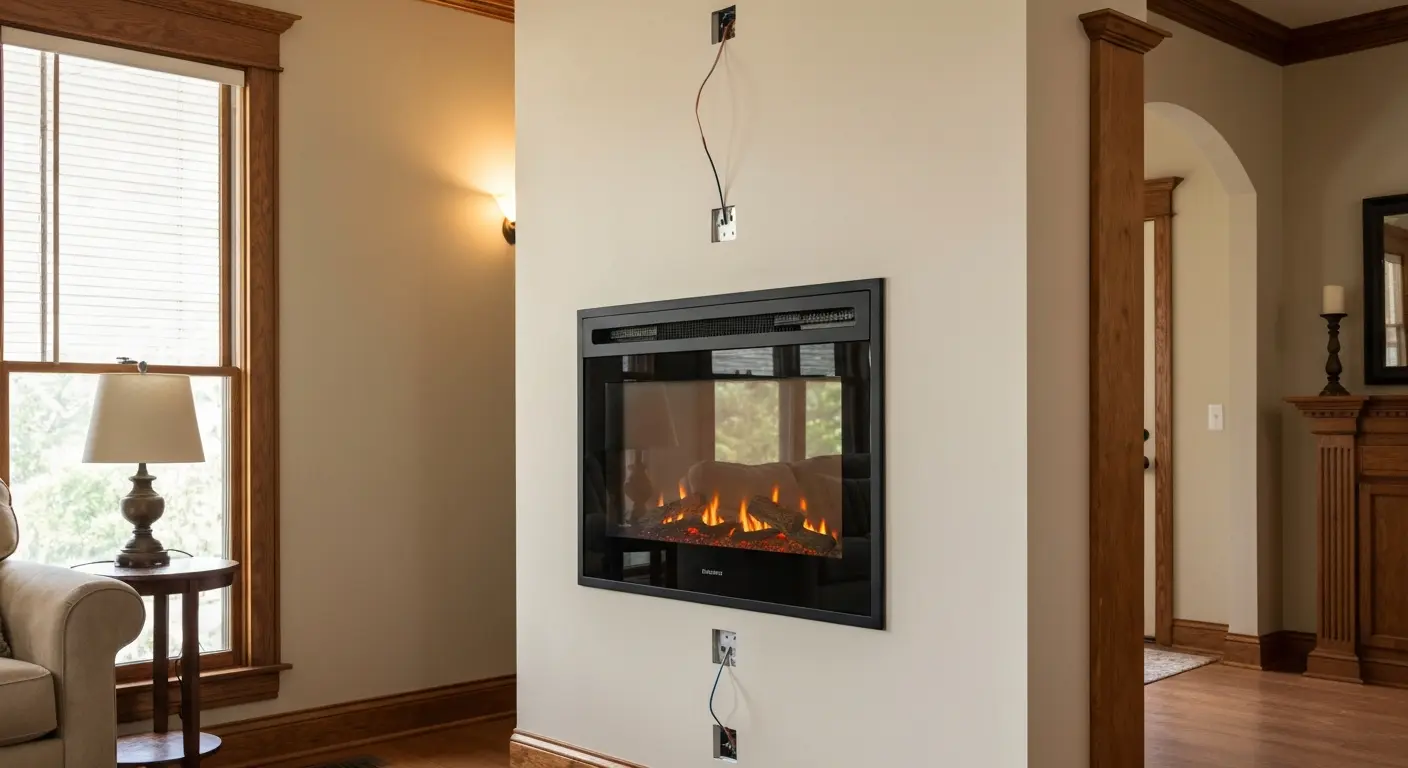 Wall-mounted electric fireplace installation
