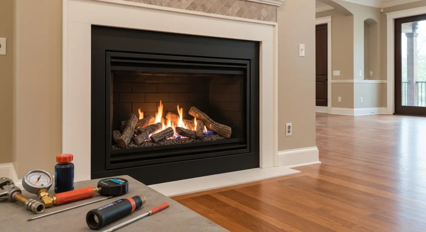 Gas fireplace installation