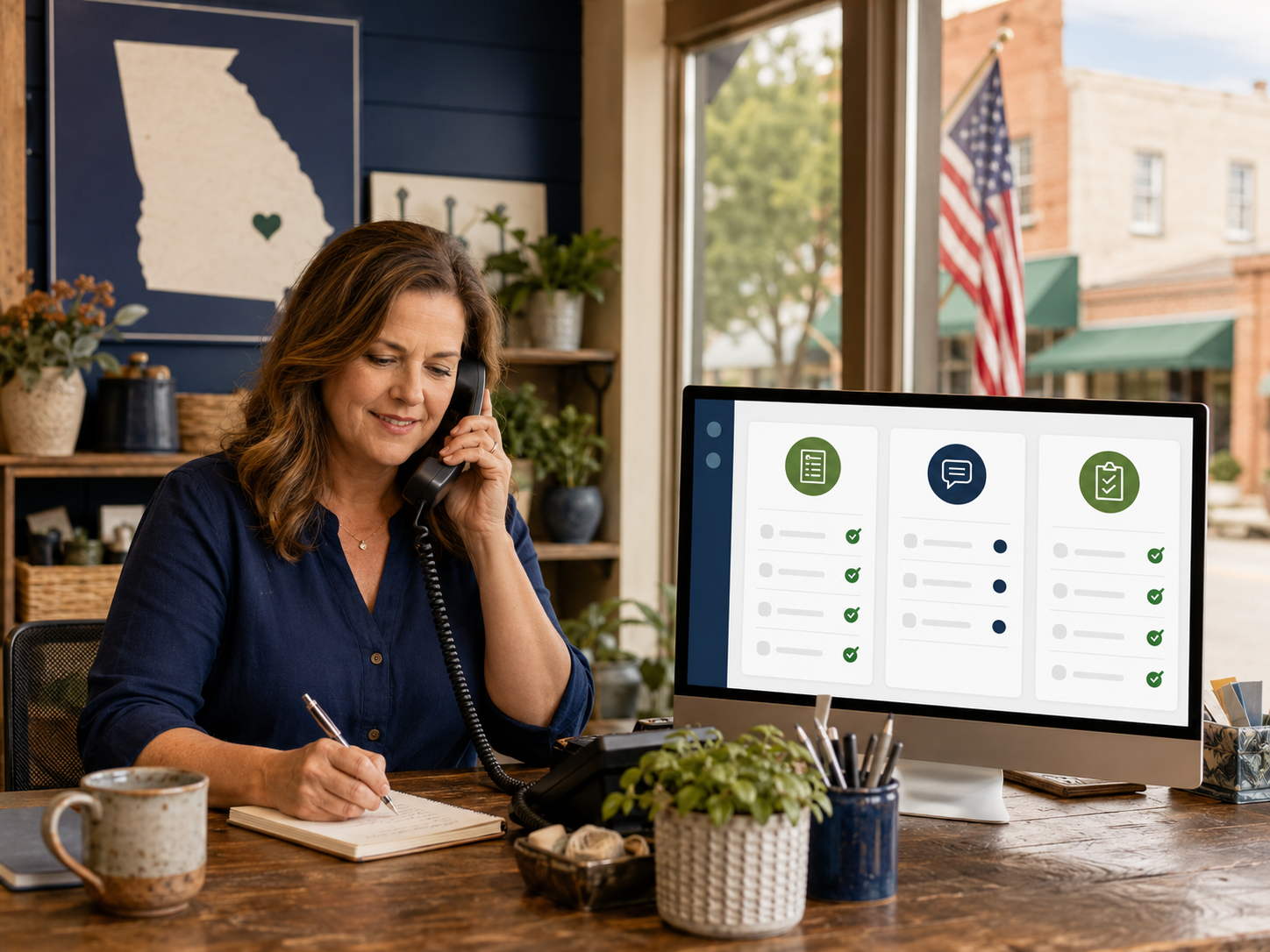 Meriwether County business owner improving customer calls, forms, messages, and follow-up.
