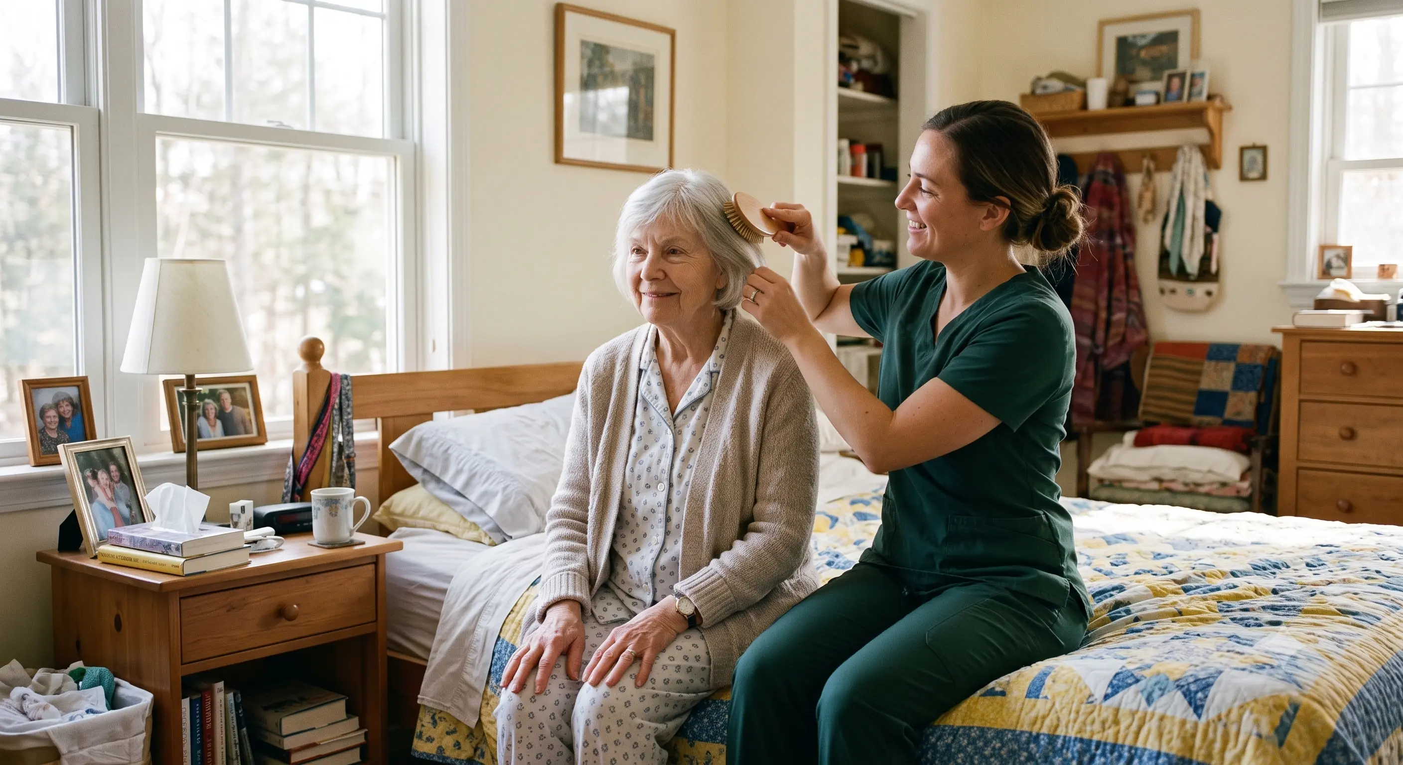 Caregiver providing around-the-clock support at home in Fort Lee