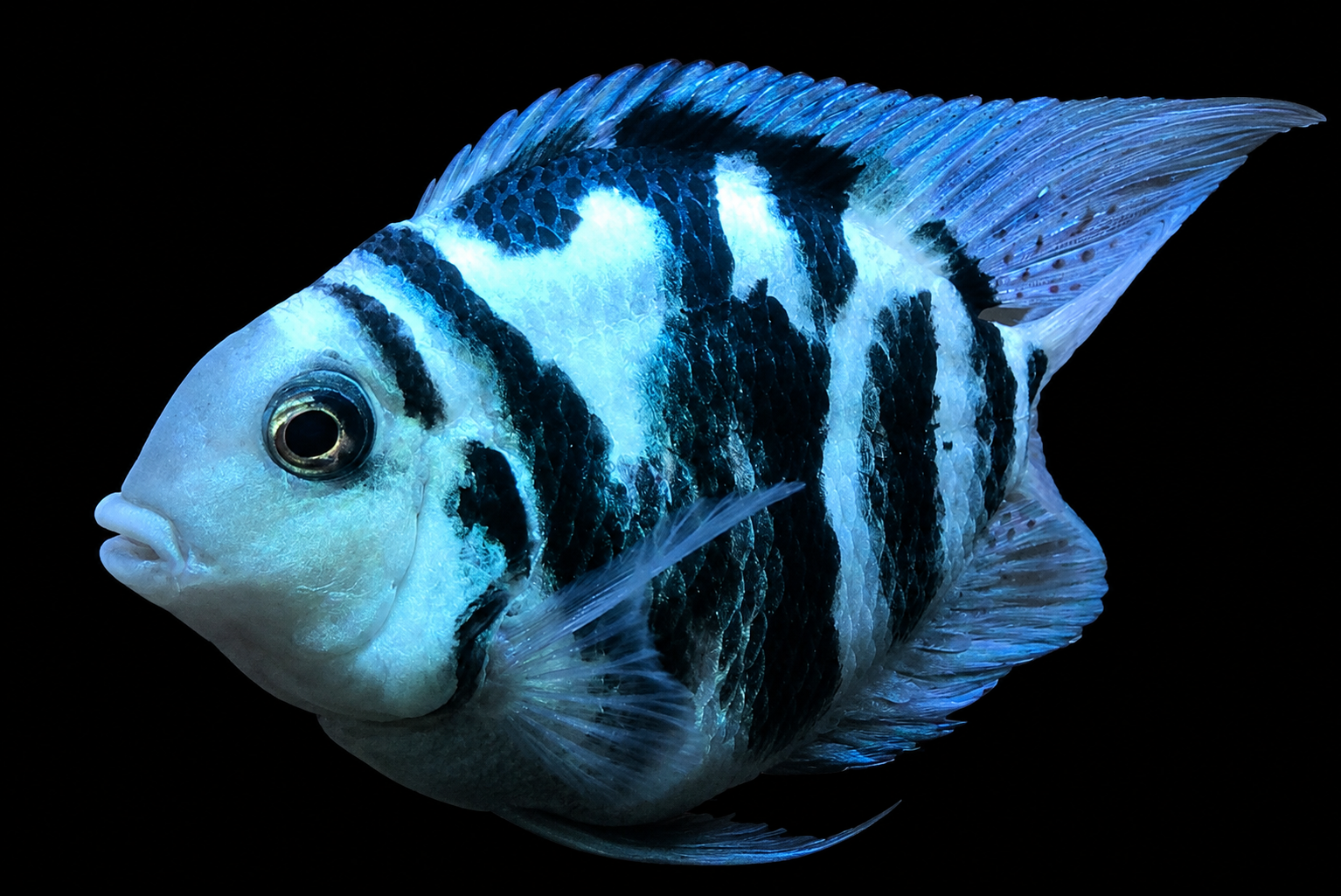 Mini Parrot Cichlid dalam akuarium