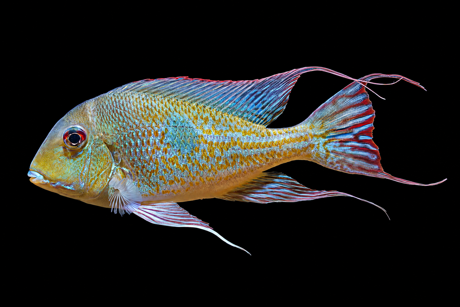 Geophagus perlu sudah cukup besar sebelum dicampur kerana Oscar boleh membesar lebih cepat dan mengejar ikan yang lebih kecil