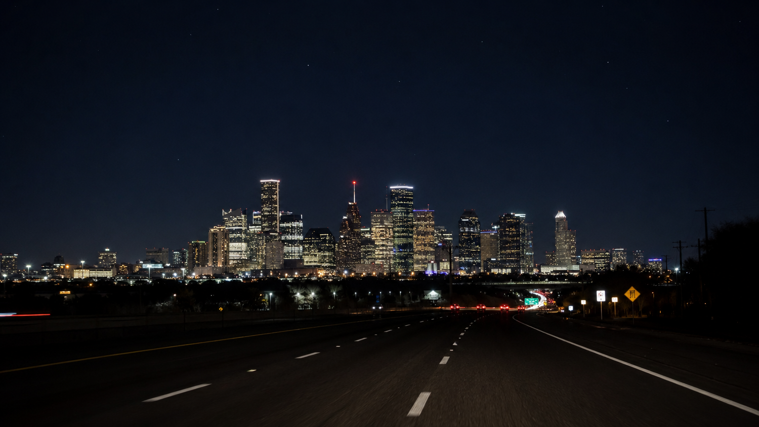 Houston TX skyline at night