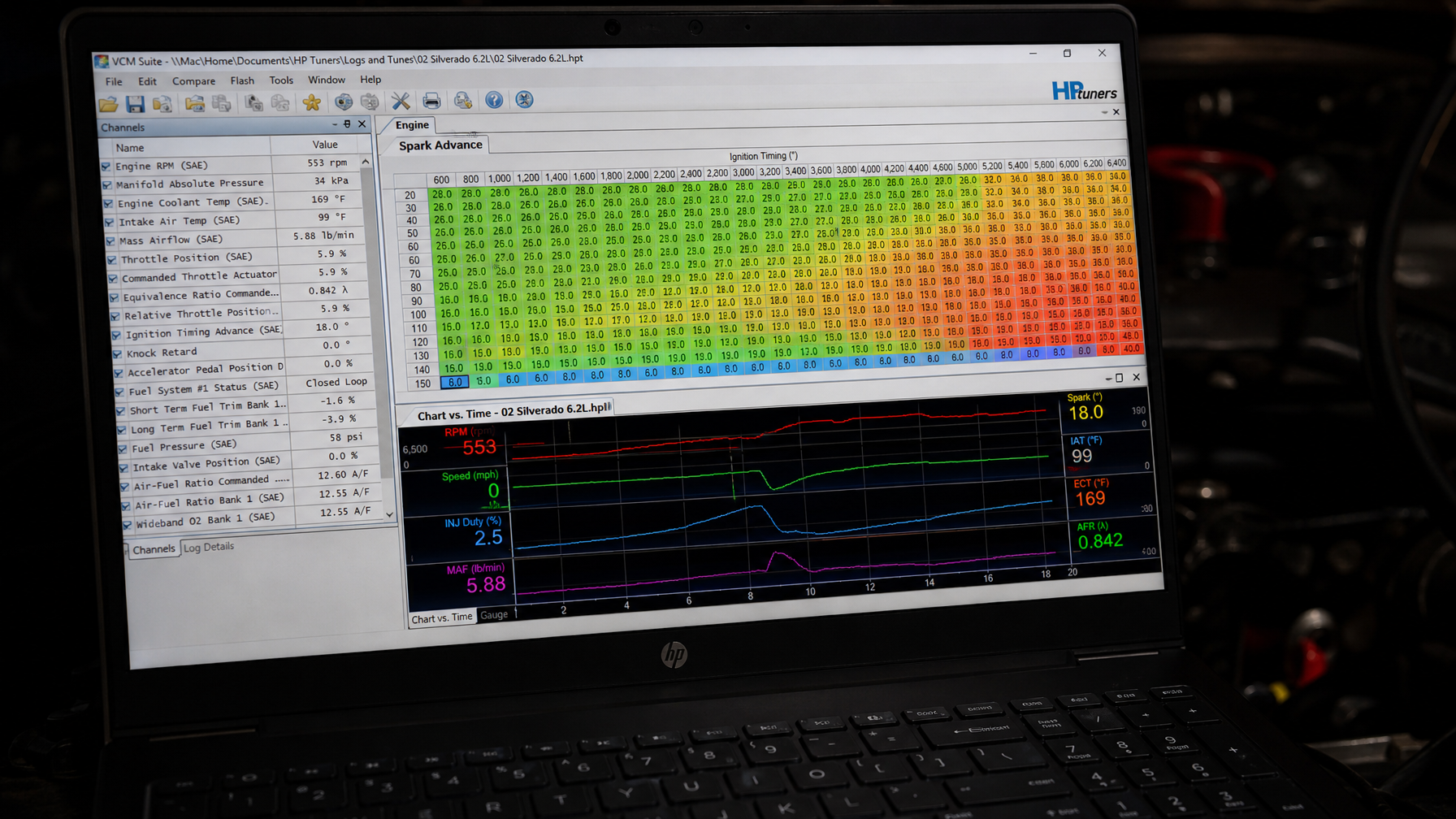ECU tuning software — HP Tuners calibration at Iron Ridge Motorsports Houston