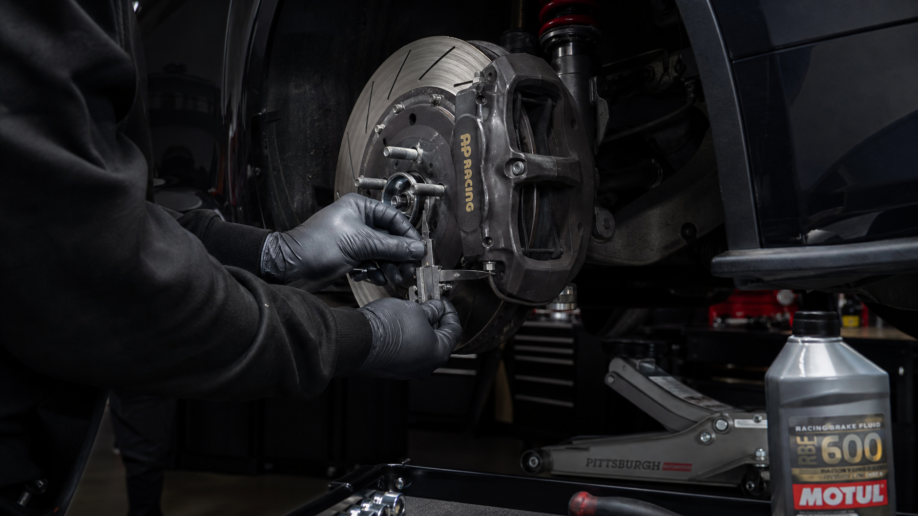 Pre-track brake inspection — Iron Ridge Motorsports Houston