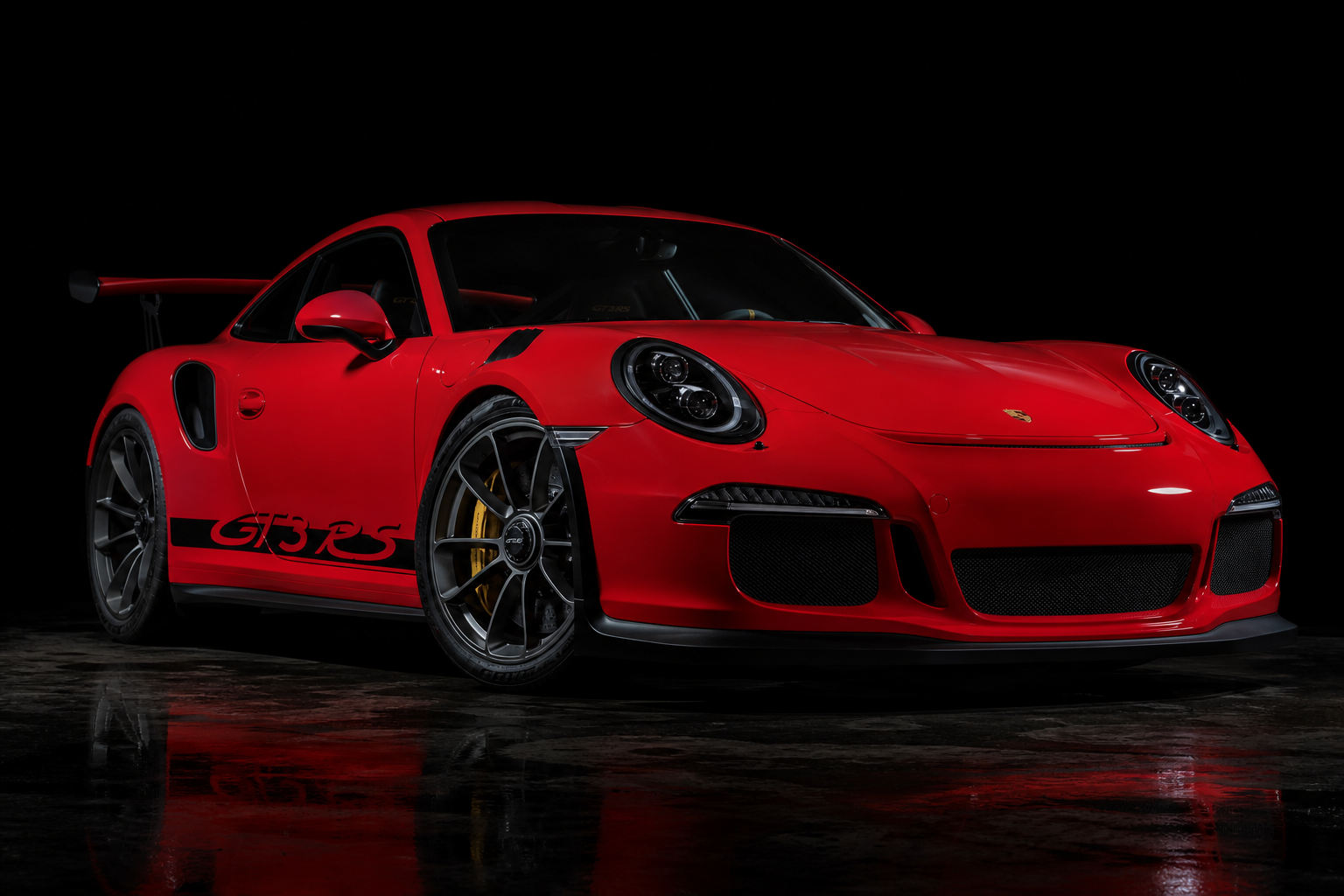 Porsche 911 GT3 RS — 991 generation in Guards Red, studio photography