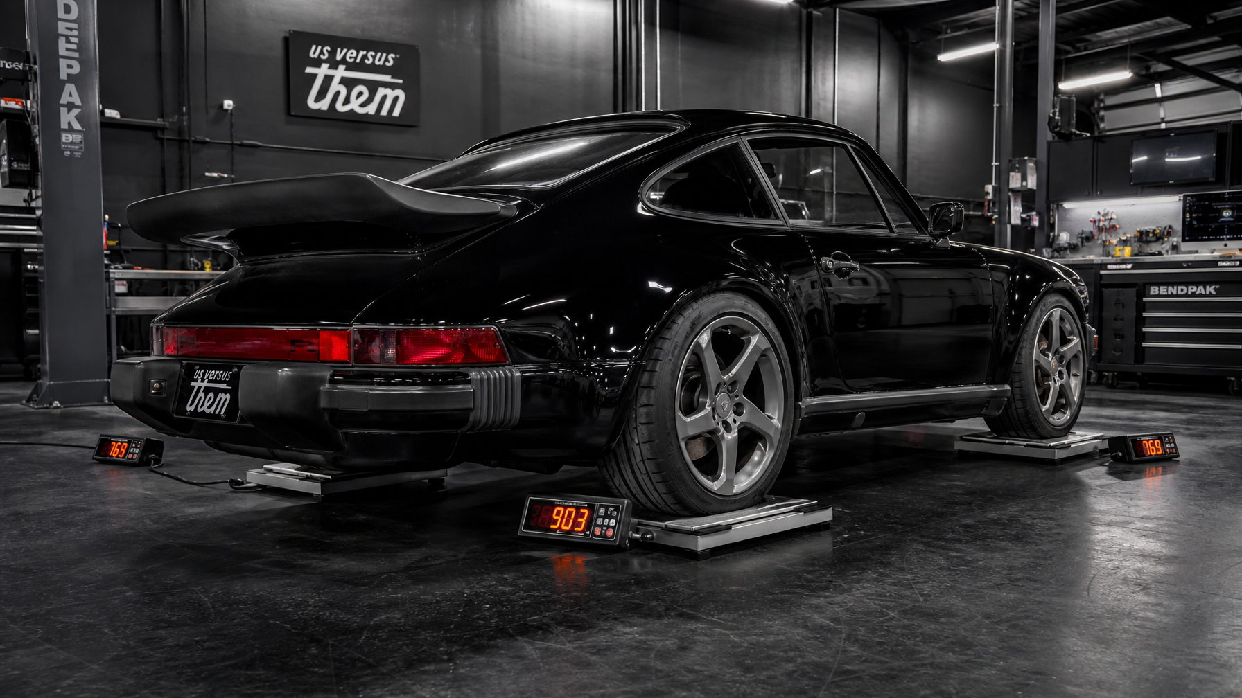 Porsche on corner weight scales — suspension setup and corner weighting Houston TX