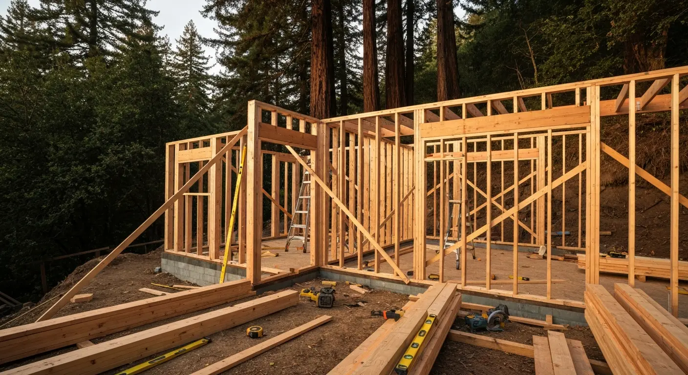 Framing project in Felton