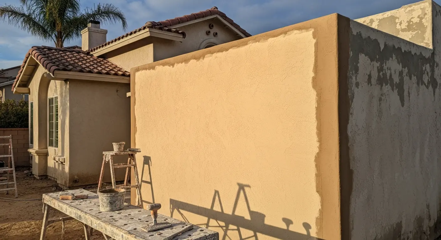 Water damage stucco restoration