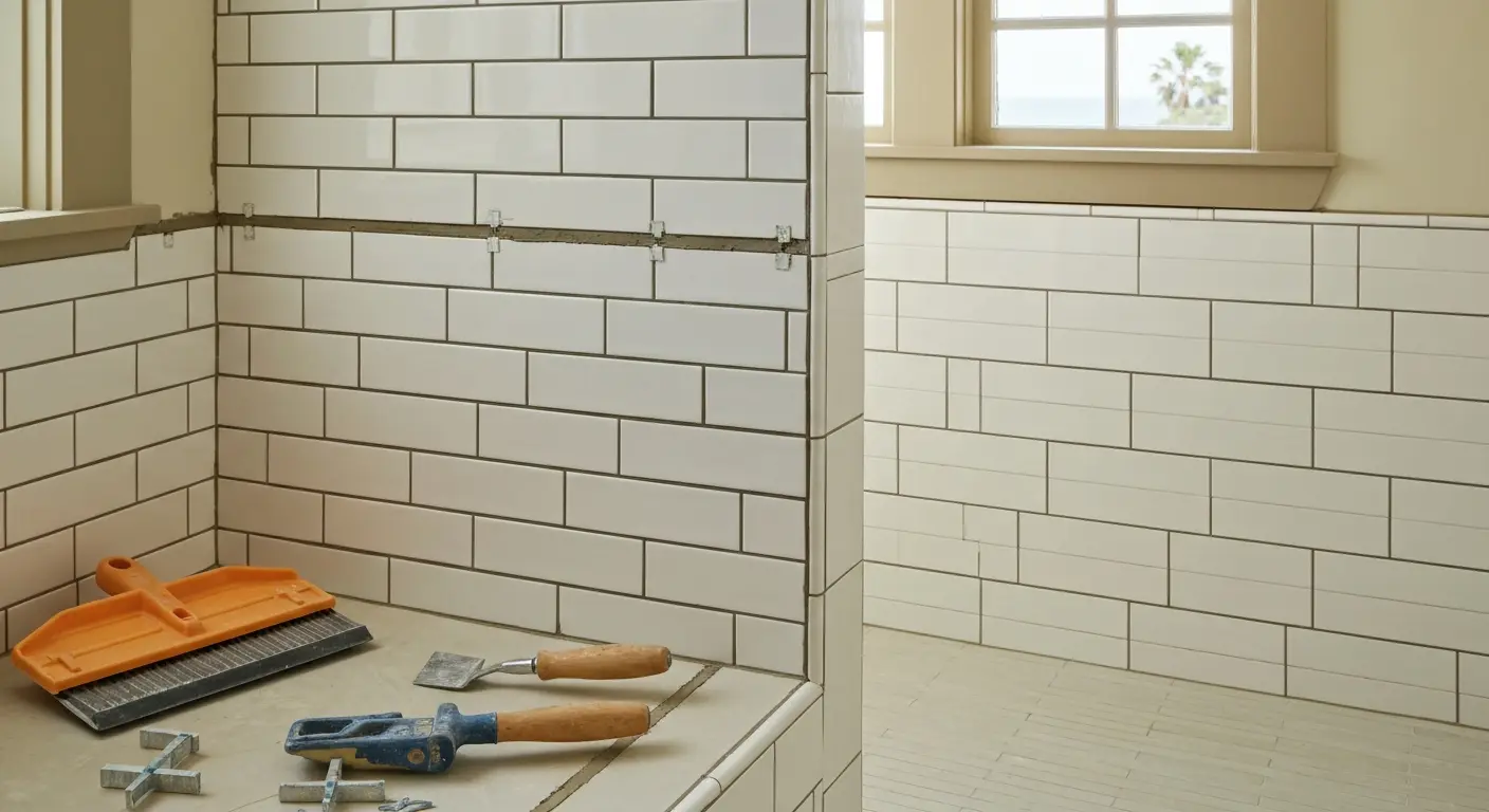 Tile installation work