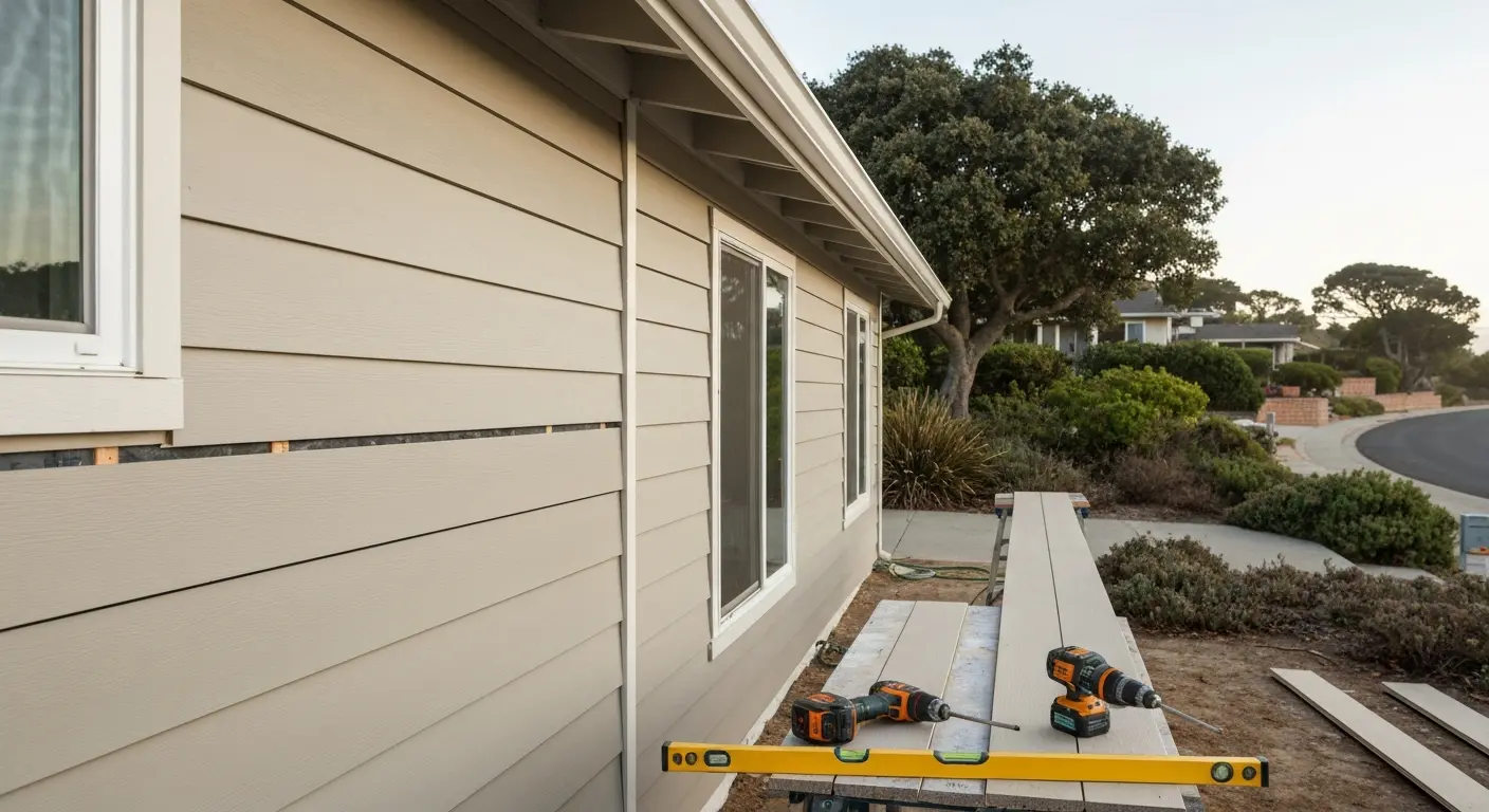 Exterior siding and railing installation