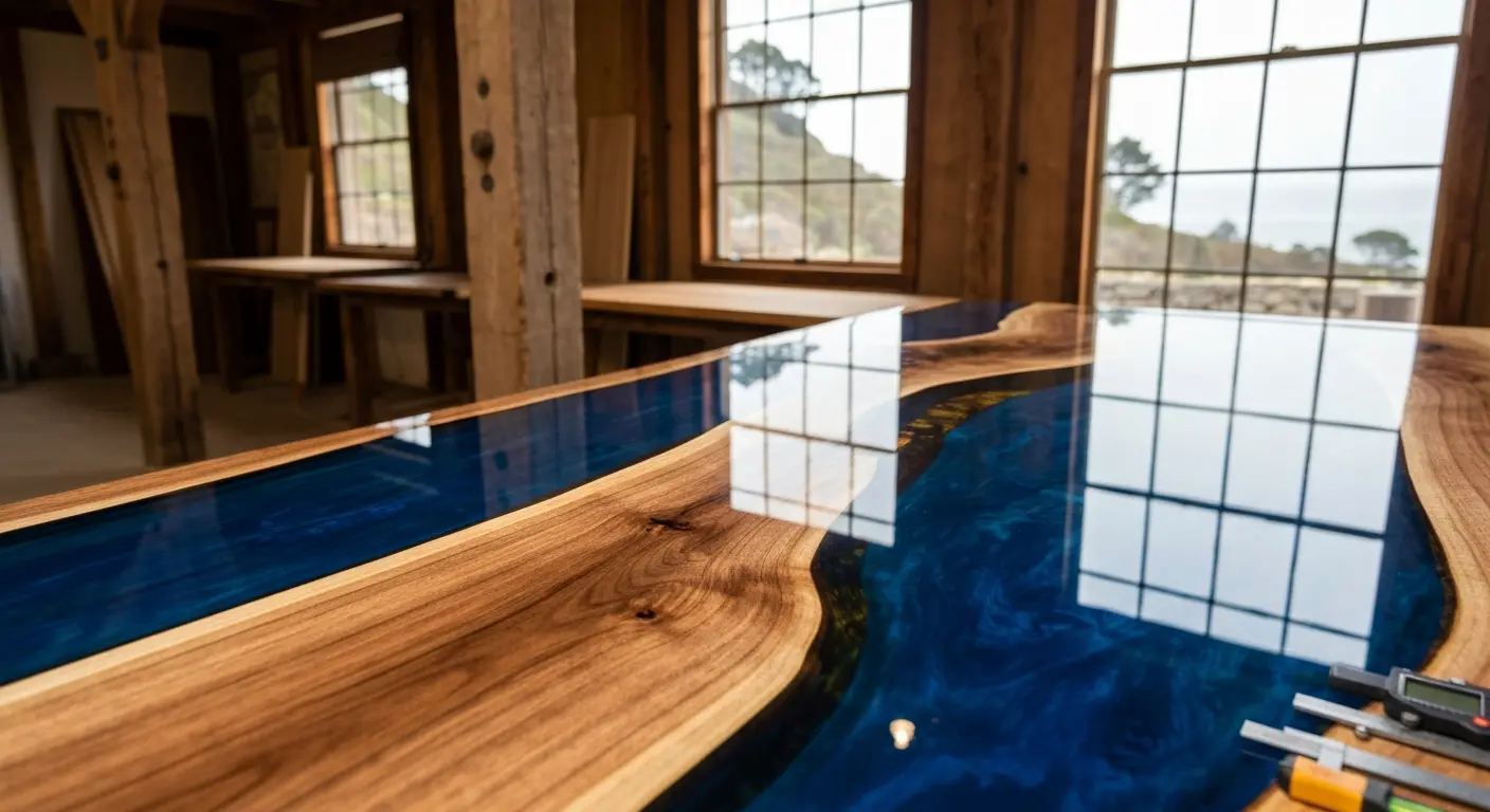 Epoxy river table example