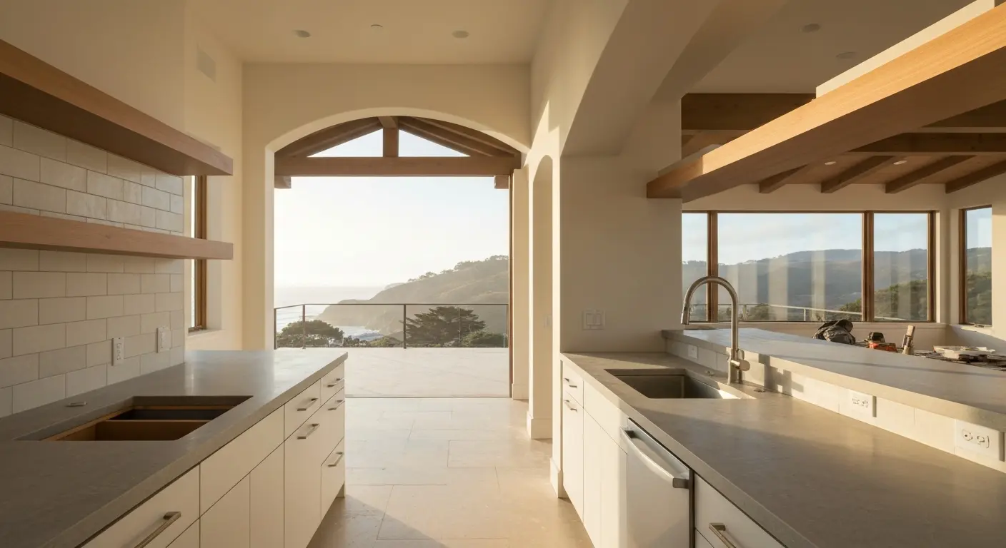 Kitchen and bath remodel in contemporary Pebble Beach home