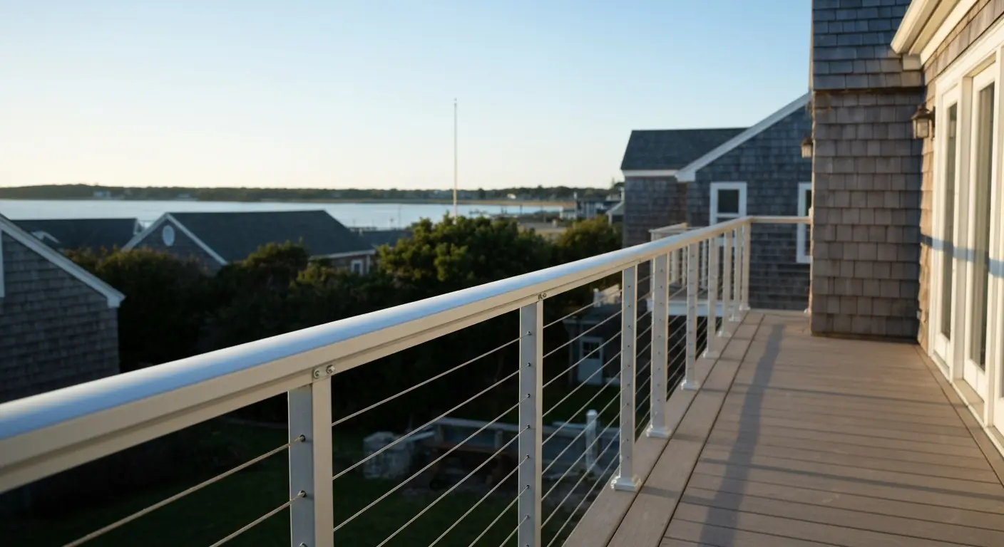 Open railing installation on deck