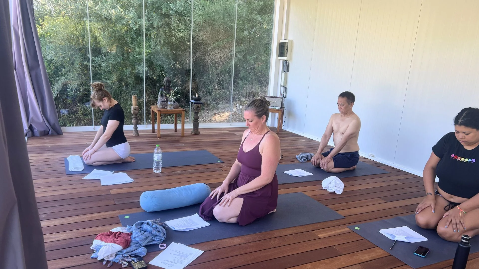 An afternoon yoga workshop on retreat