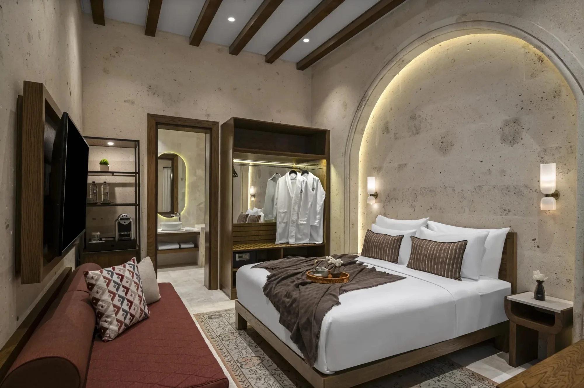 A guest room at the Alden Hotel