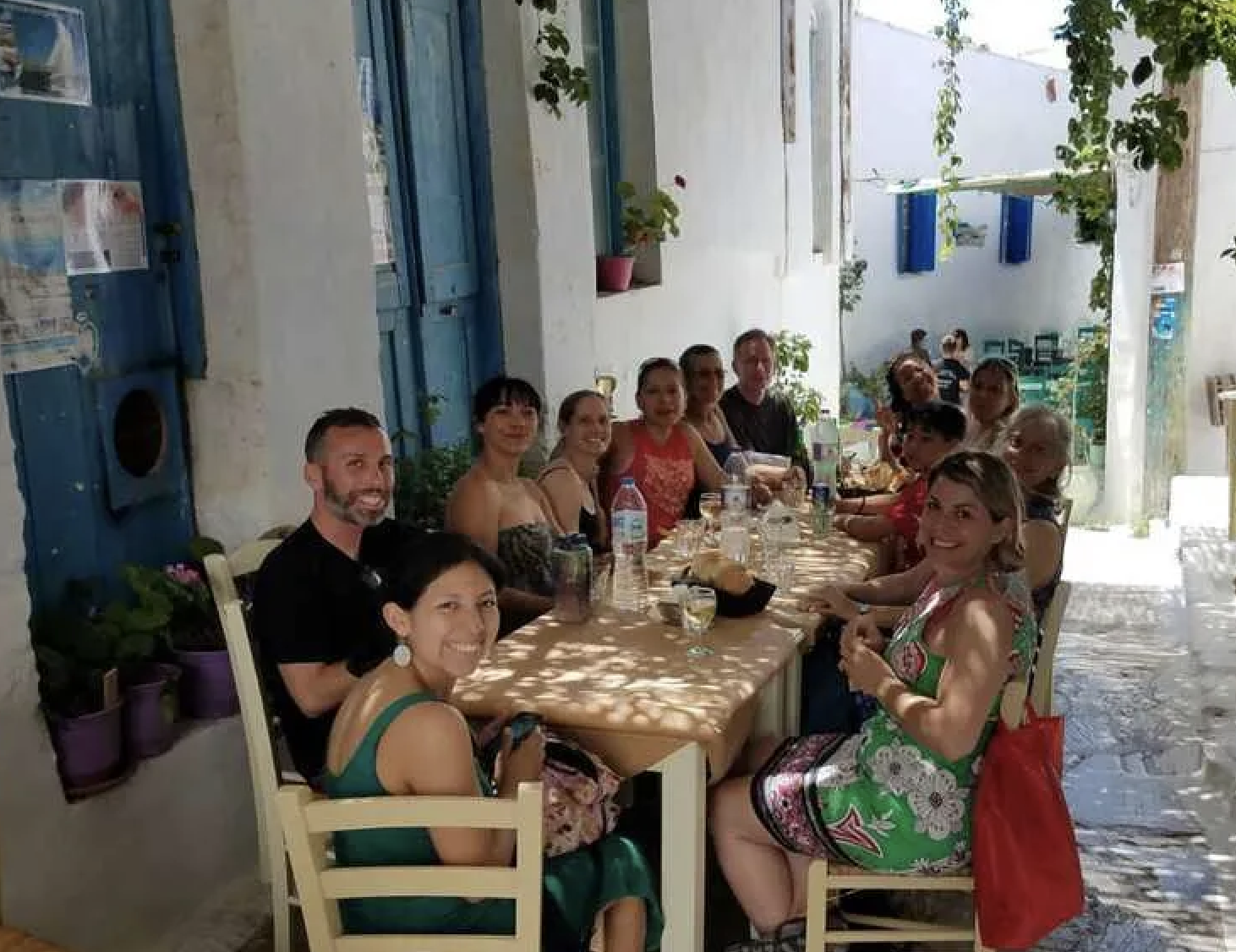 Students sharing time together during a previous yoga retreat