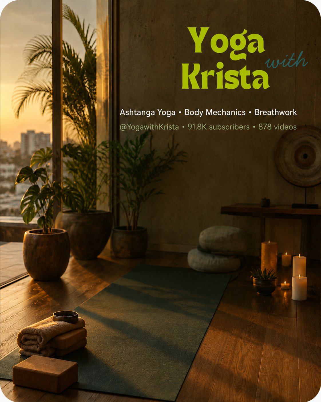 Yoga with Krista YouTube channel: free classes, tutorials, and guided practices