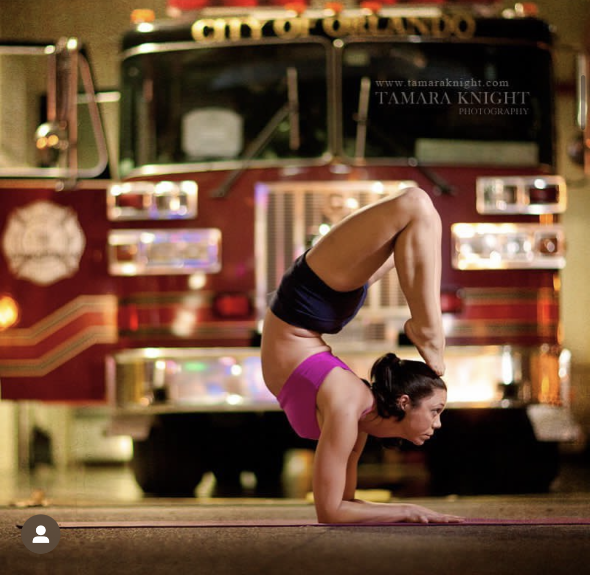 Krista Shirley practicing an advanced backbending posture
