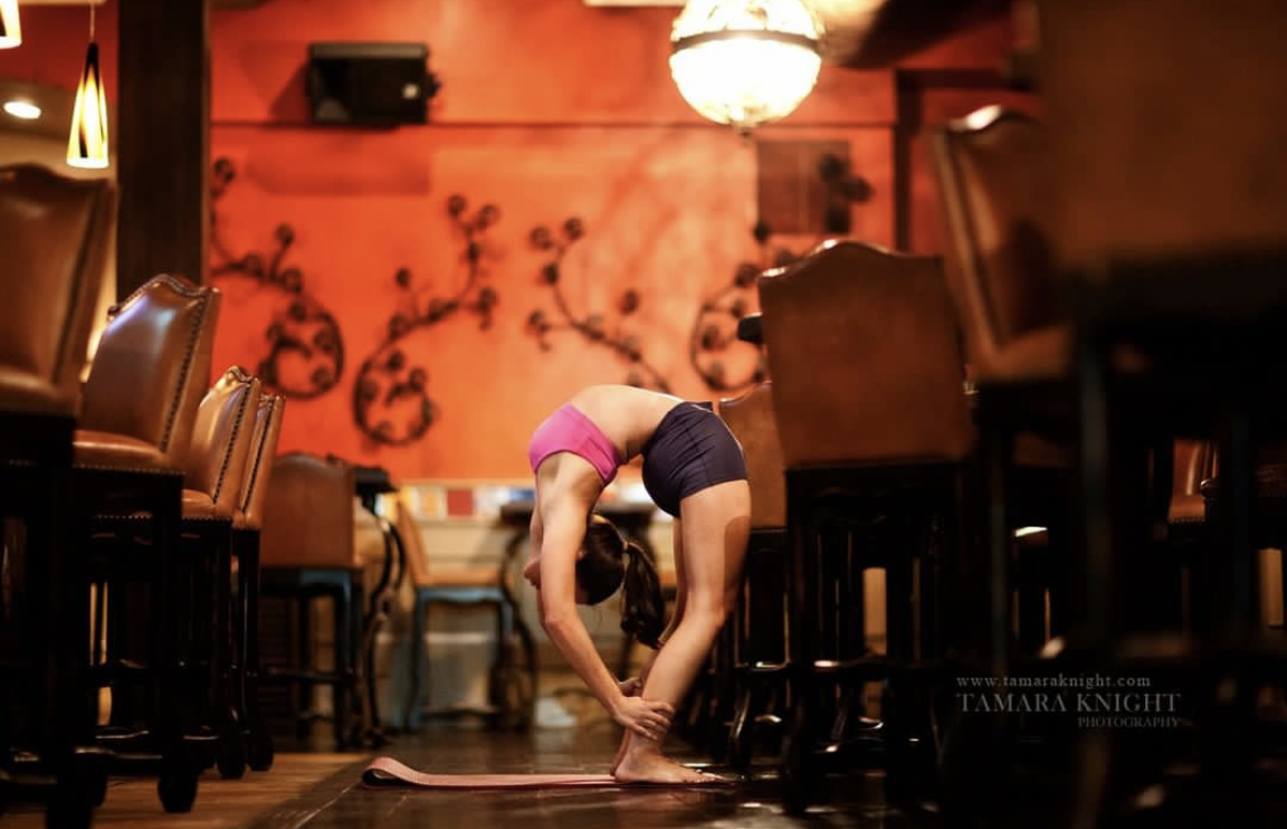 Krista Shirley demonstrating a standing backbend