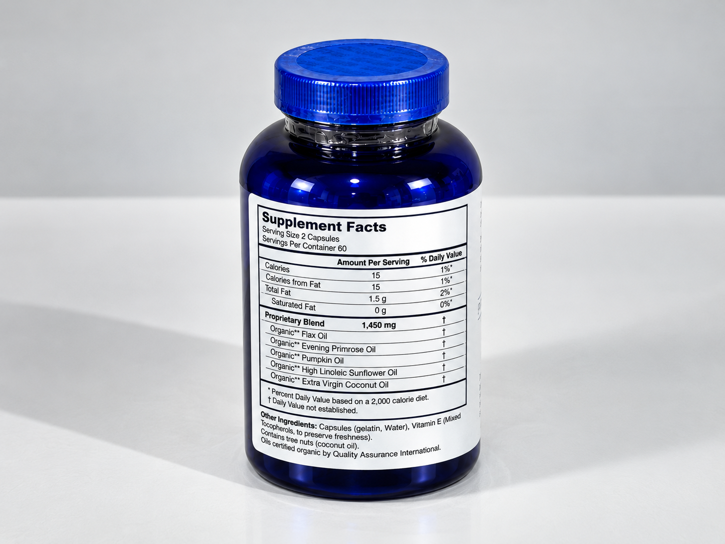 Supplement Facts side of the printed bottle mock