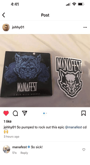 Fan post about the Manafest CD