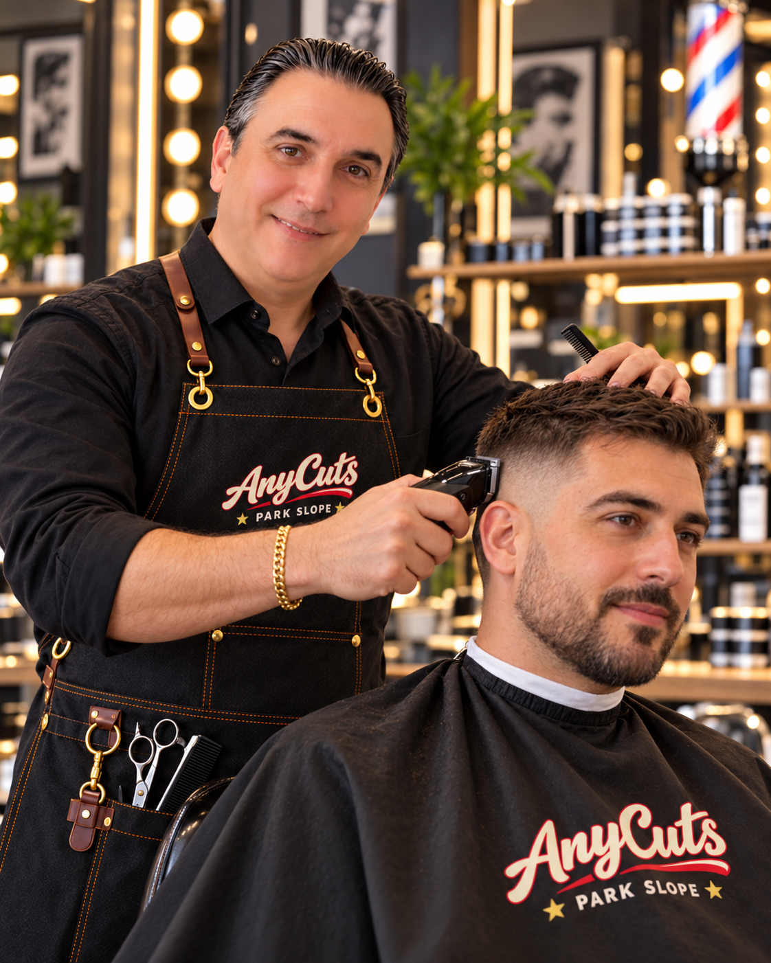 Men's haircut and fade at Any Cuts in Park Slope