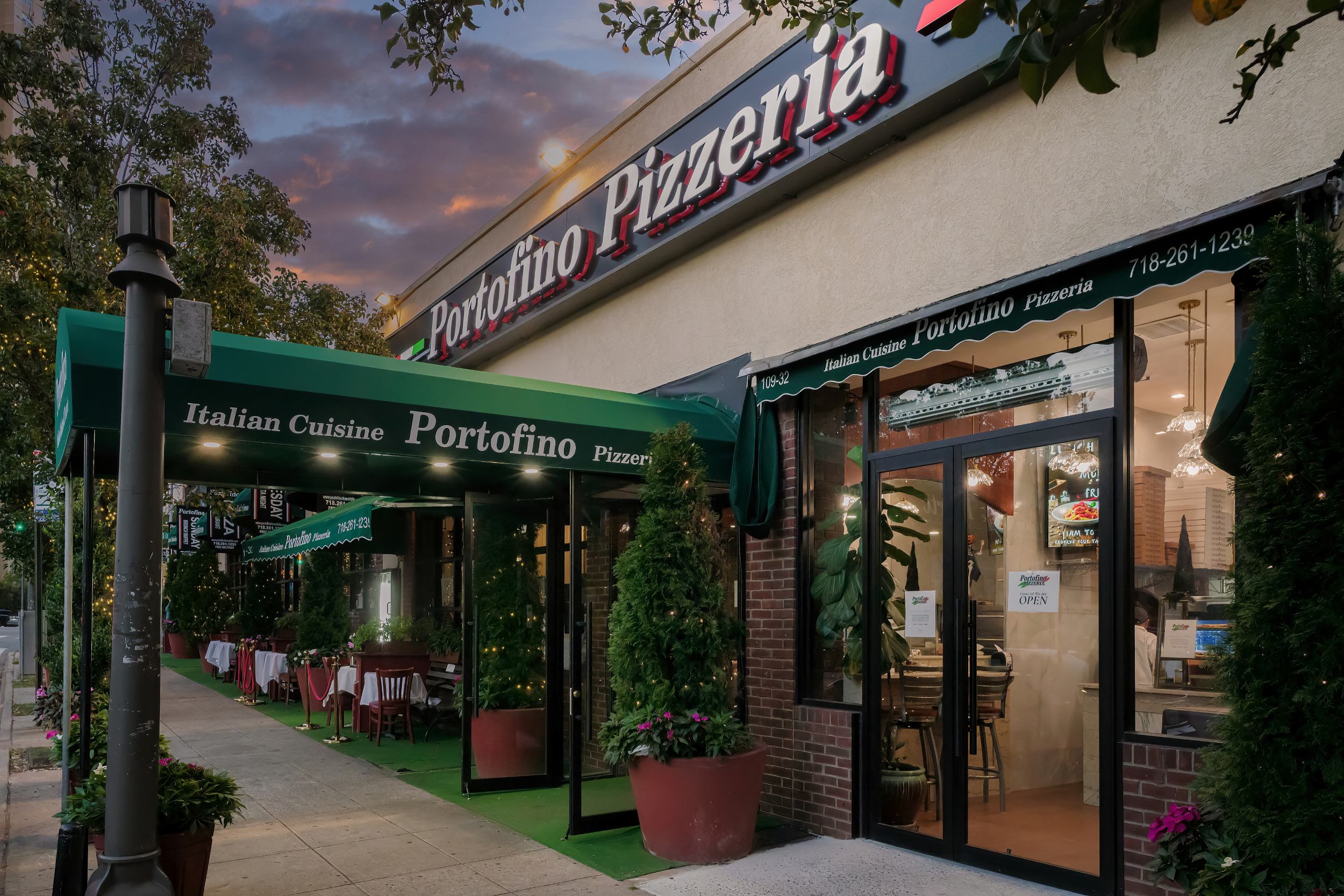 Portofino Ristorante storefront on Ascan Avenue, Forest Hills, Queens NY