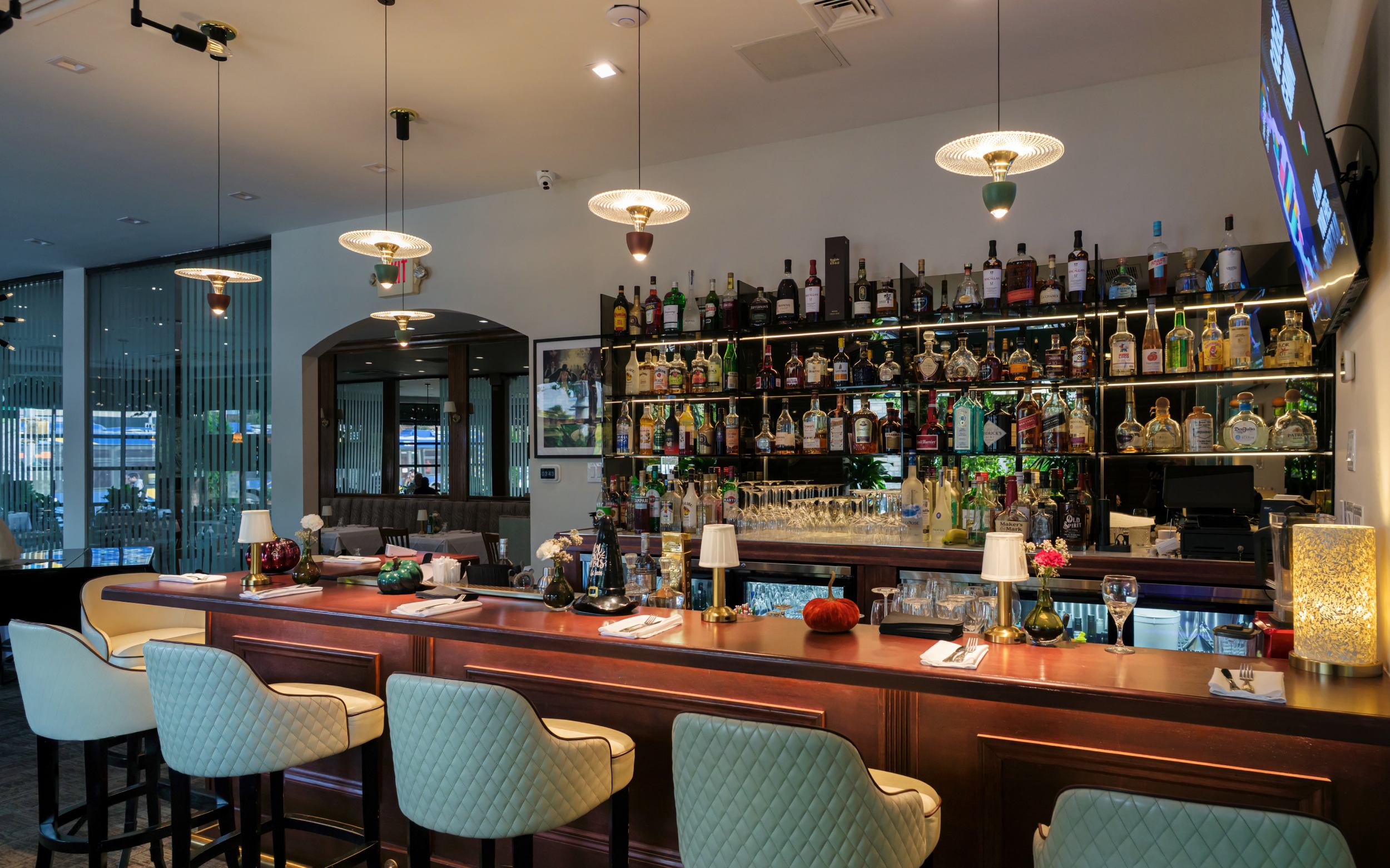 Portofino Ristorante wine and beer selection for daily happy hour in Forest Hills