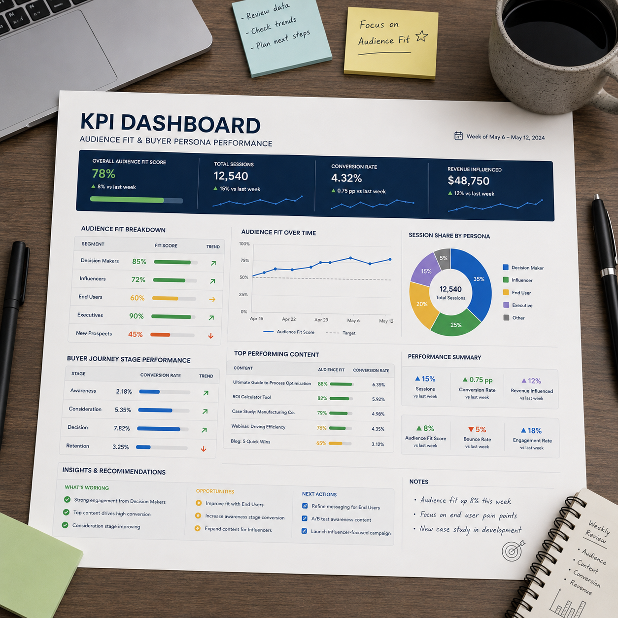 📊 One-Sheet Dashboard: Target Audience Fit & Buyer Persona Performance