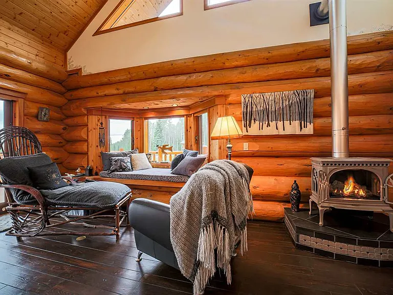 Master bedroom wood-burning stove