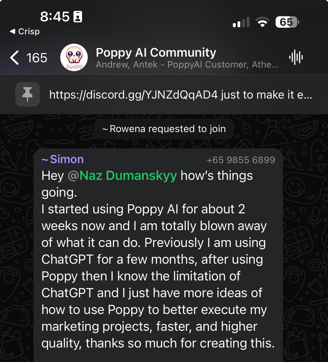 Poppy AI testimonial