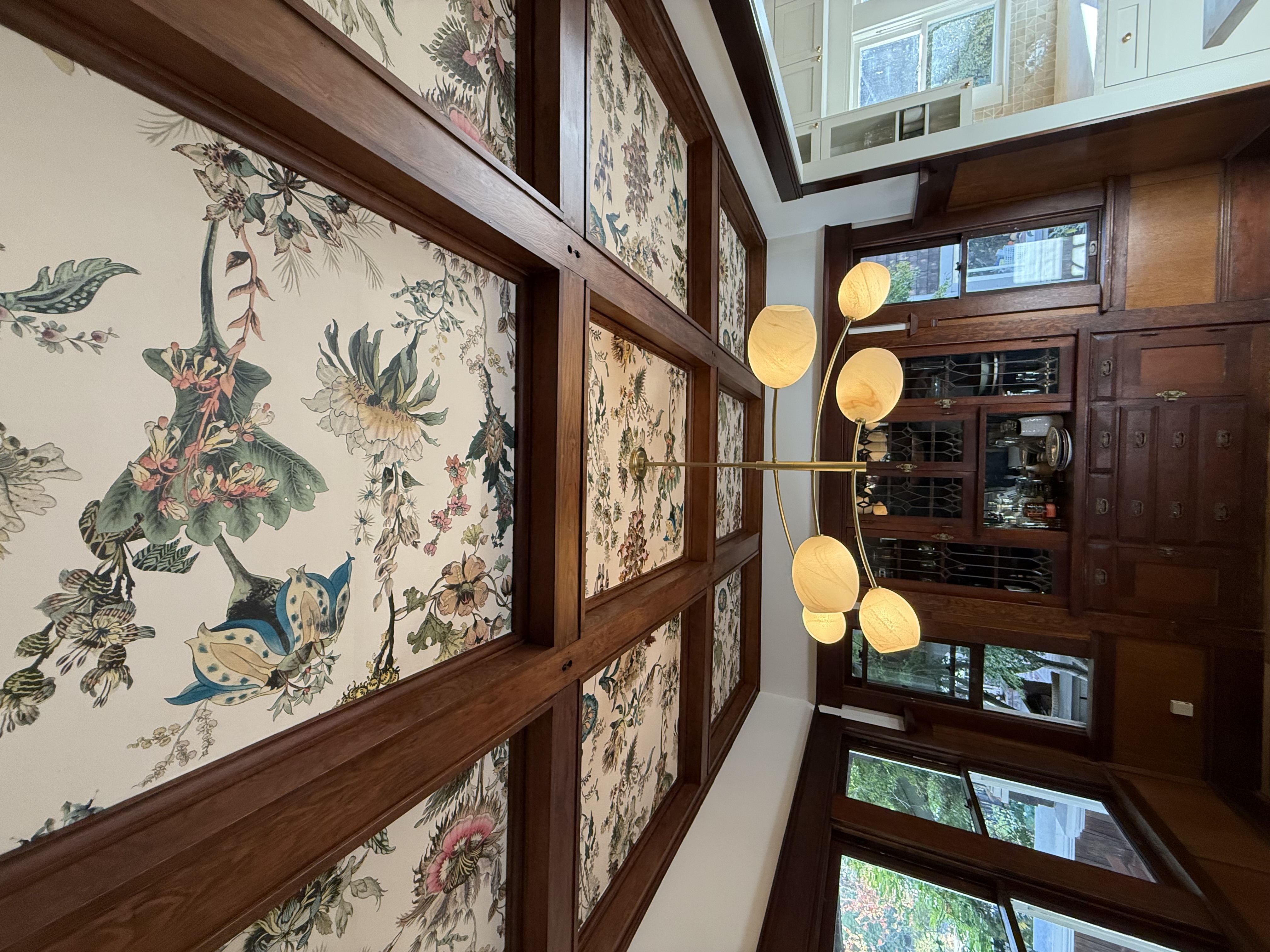 “Interior wall with newly installed patterned wallpaper by 510 Painting & Decorating – smooth seams and professional finish.”